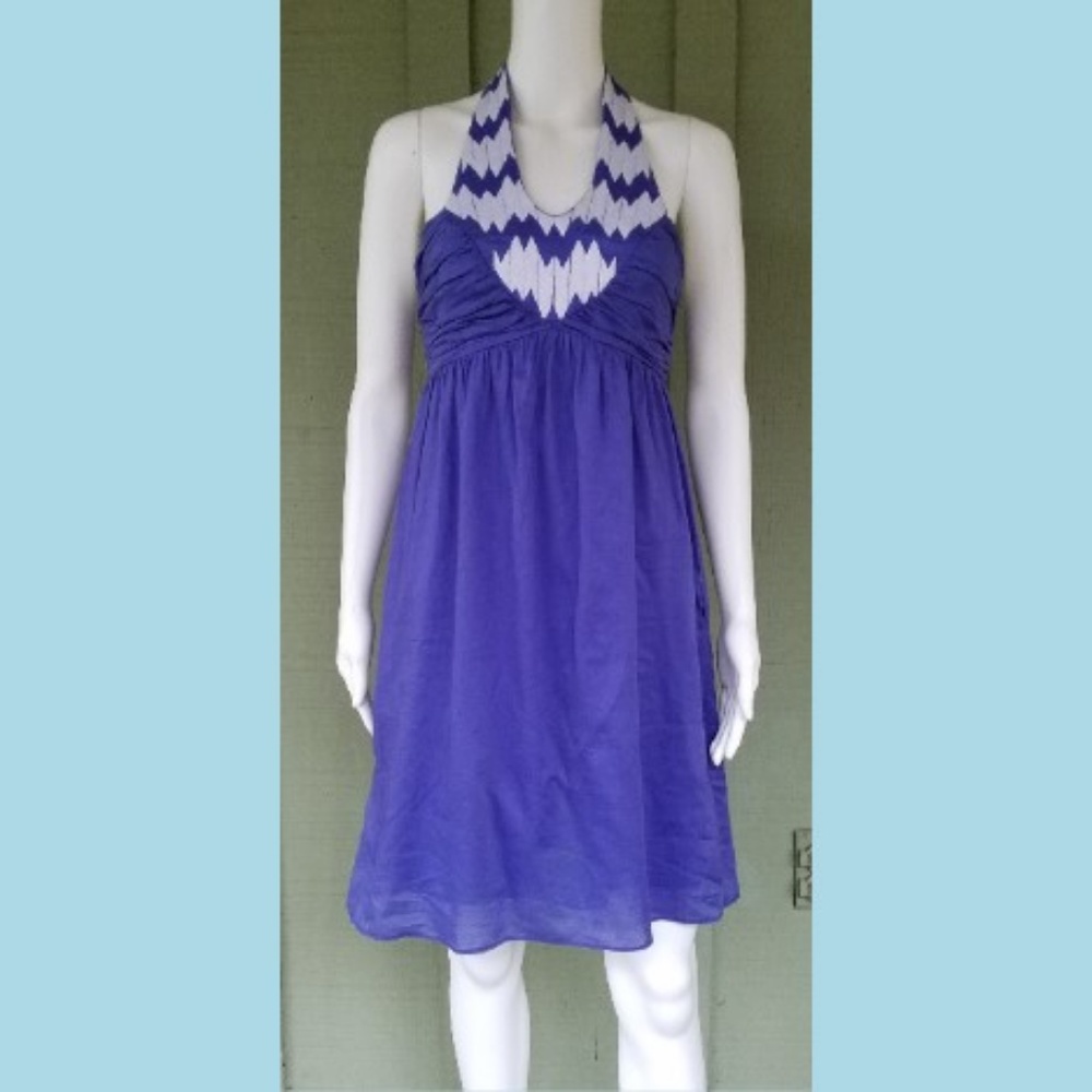 GIANNI BINI Violet Cotton Halter Dress 2